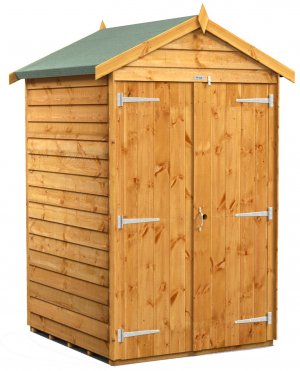 Power 4x4 Apex Garden Shed Overlap - Windowless Double Door